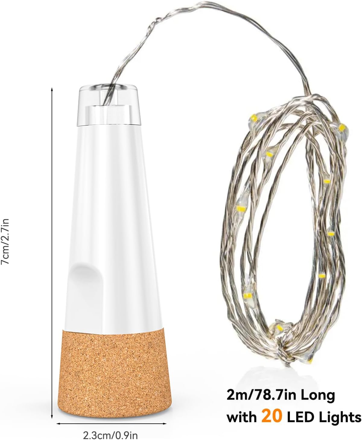Ceepko 20 2 Pack) USB Bottle Lights Rechargeable Wine Bottle Fairy Lights Cork LED String Lights LEDs Copper Wire