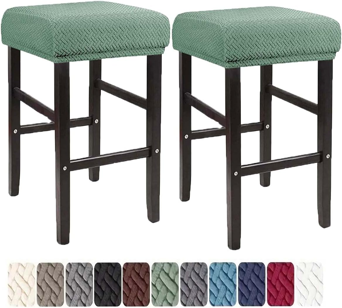 LIULIWEIFA Set 4/2/1 Counter 2pcs Bar Stool Covers Rectangle of Saddle Slipcover Cushion Stretch Vanity Cover Washable