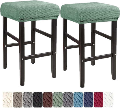 LIULIWEIFA Set 4/2/1 Counter 2pcs Bar Stool Covers Rectangle of Saddle Slipcover Cushion Stretch Vanity Cover Washable