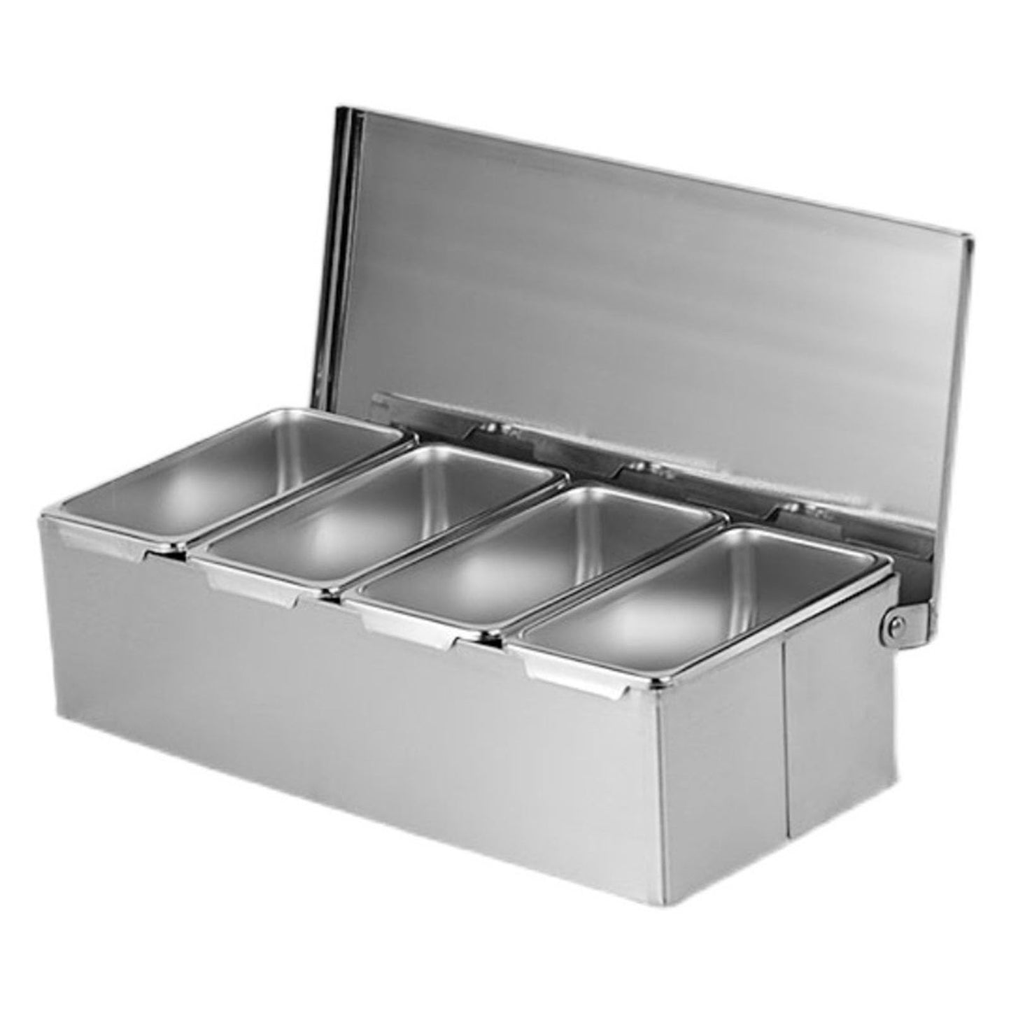 Cocoarm Stainless Steel Seasoning Box, 4 Compartment Tray, Large Capacity for Kitchen Storage