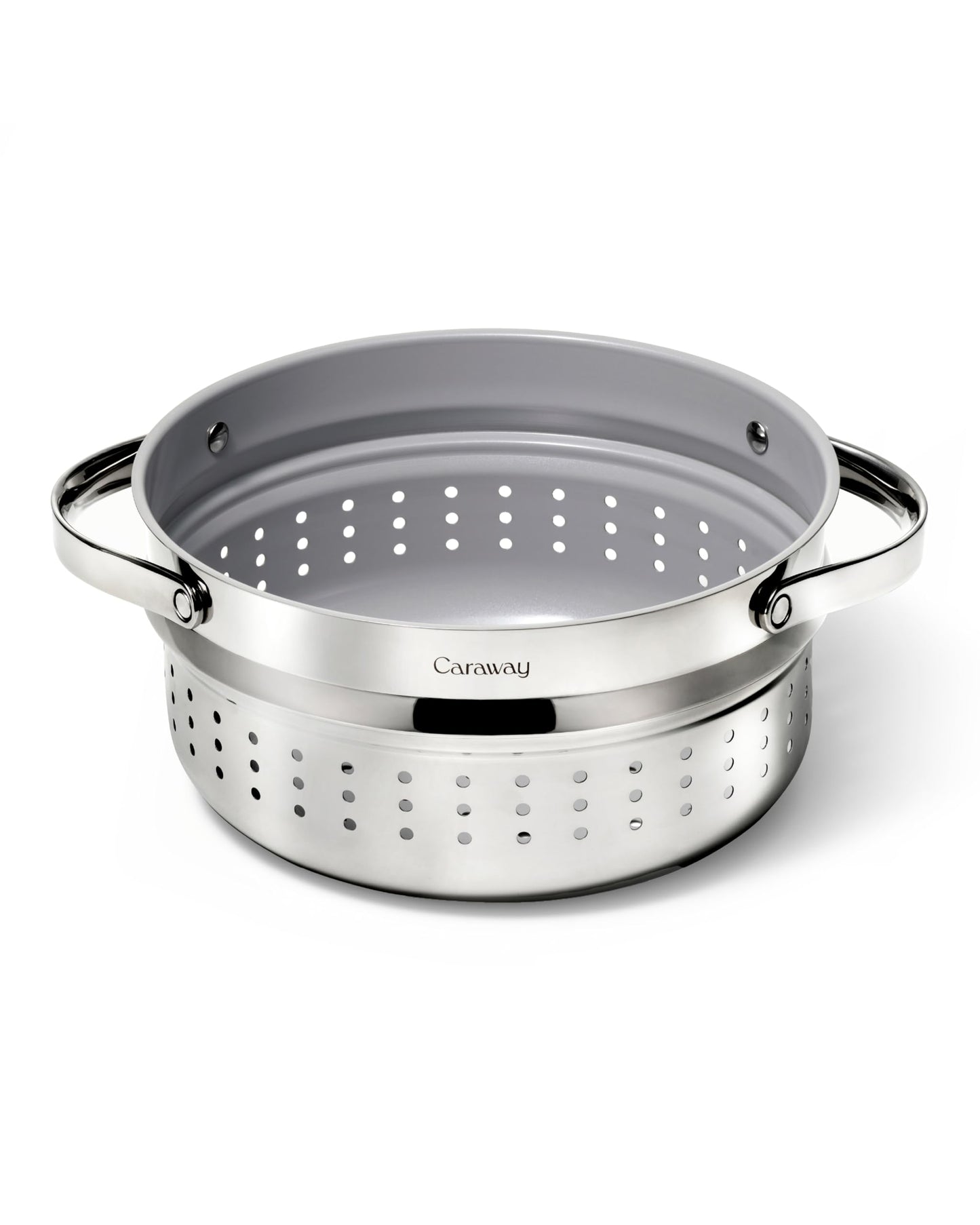 Caraway Steamer - Stainless Steel Steamer with Handles - Non Stick, Non Toxic Coating - Steam Veggies, Seafood, and More - Compatible With Our Dutch Oven or Sauce Pan - Large