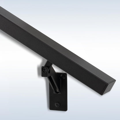 6FT Matte Black Handrails Kit for Indoor Outdoor Stairs，Modern Aluminum Handrail Set,2" X1" Grab bar,Adjustable 304 Stainless Steel Brackets Included，Rust Free