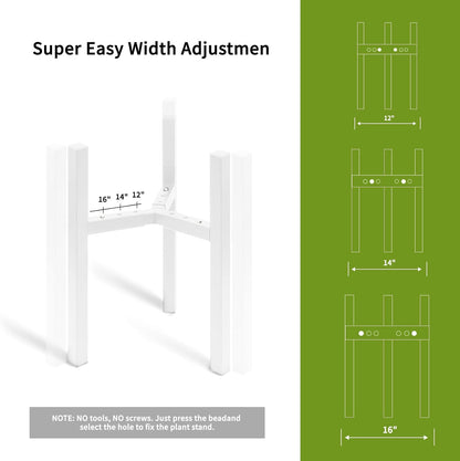 12 14 16 inch Plants-1ps IZIDDO Adjustable Plant Stand Indoor, White Metal Planter Stands Outdoor, Mid Century Modern