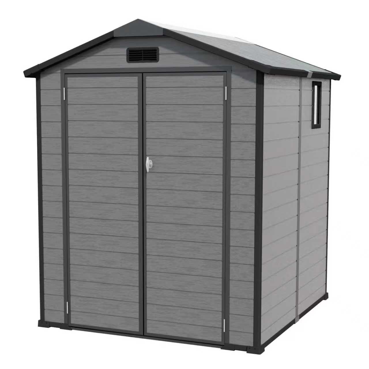 YOPTO 6x6 FT Plastic Outdoor Storage Shed,Waterproof Storage Shed with Lockable and Window,Cabinet House w/Floor & Vents,for Storing Bicycles,Lawnmowers,Dark Gray