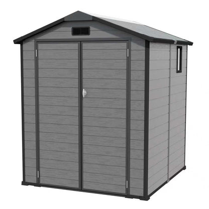 YOPTO 6x6 FT Plastic Outdoor Storage Shed,Waterproof Storage Shed with Lockable and Window,Cabinet House w/Floor & Vents,for Storing Bicycles,Lawnmowers,Dark Gray