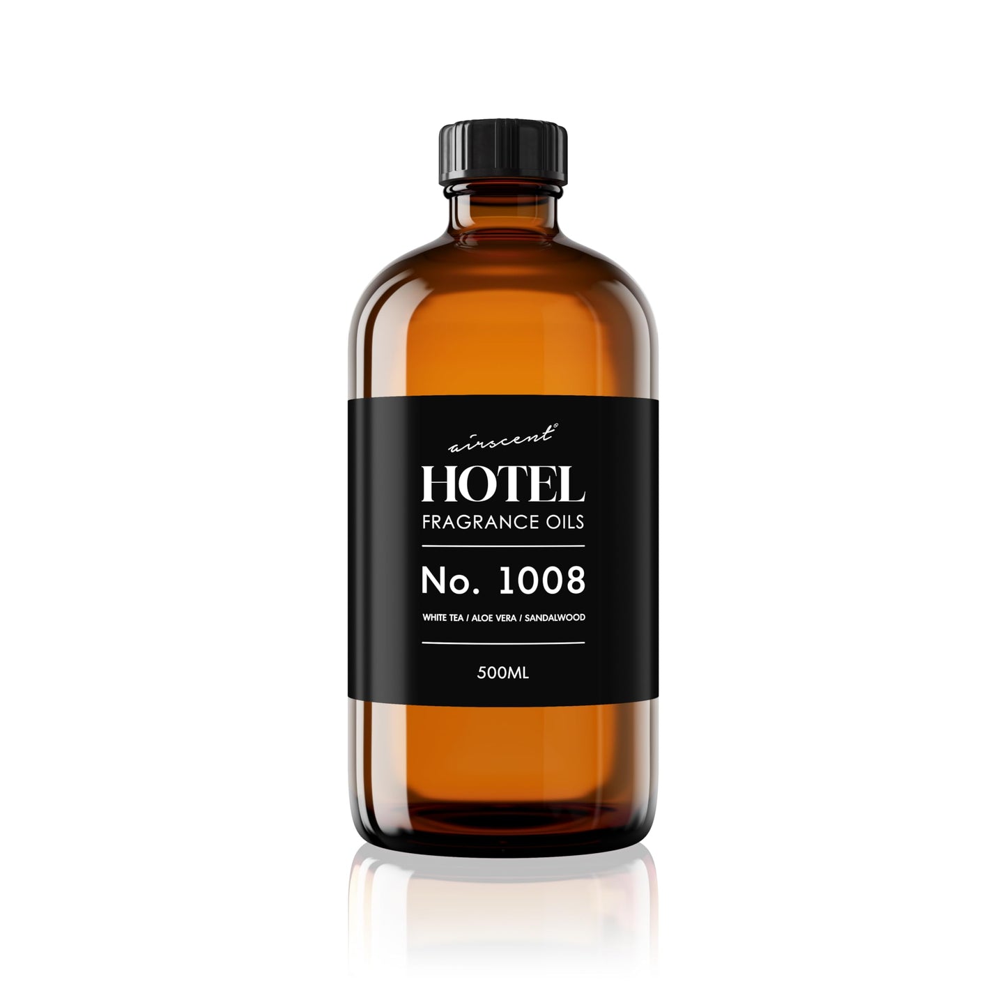 AirScent Hotel Diffuser Oil No. 1008 - White Tea, Aloe Vera & Sandalwood - Premium Fragrance Oil for Ultrasonic and Waterless Diffusers and Crafting - 500 mL, 16.9 fl oz Glass Bottle