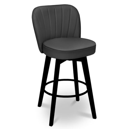 MINCETA 360° Swivel Bar Stools Set of 4, 26 Inch Counter Height Bar Stool with Shell Backrest, PU Leather Upholstered Bar Chair with with Footrest, for Kitchen Island, Home Bar, Dark Gray