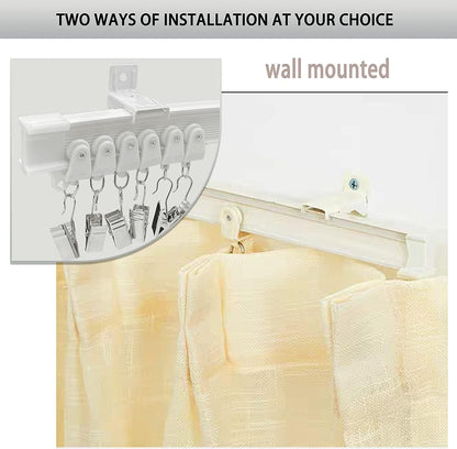 KOLAKO Curtain Track Accessories - 12 Feet Curtain Rail Wall and Ceiling Mount Brackets, Flexible Curtain Track Hardware