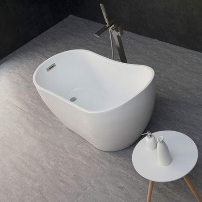 WOODBRIDGE B-0006 54" Modern Acrylic Freestanding Bathtub, with Brushed Nickel Drain and Overflow, B0006/Bat-1507, 54" Bathtub I