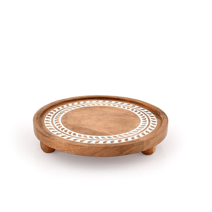 Hanol Pedestals Acacia Wood – Farmhouse Display Stands Round Minimalist Décor for Plants, Candles & Home Décor (Set of 2) ( 8" X 8" X 1.5")