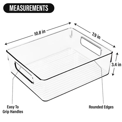 Clear Plastic Storage Bins, Pantry Organizers and Storage, Kitchen Organization and Storage Containers Bins for Organizing, Fridge, Freezer, Bathroom, Pantries, Medicine Cabinet Organizer Bin