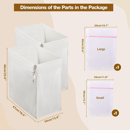 GREENSTELL Laundry Hamper - 90L Clothes Hamper with Lid, 2 Removable Liner Bags & 2 Mesh Laundry Bags, Handwoven