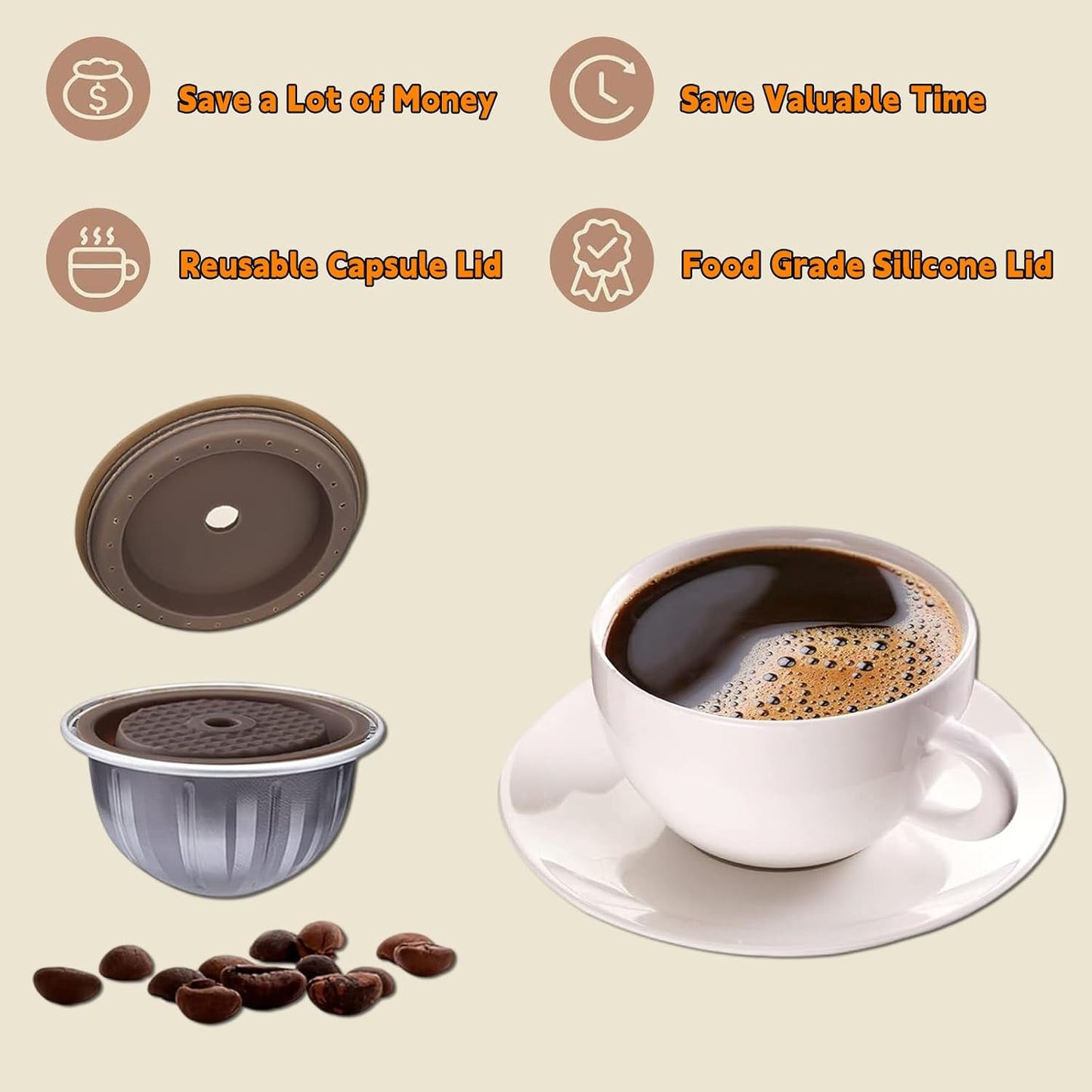 Refillable Vertuo Coffee Capsules Discs, 2 Pcs Reusable Coffee Capsule Lid for Vertuoline & Vertuo Pods