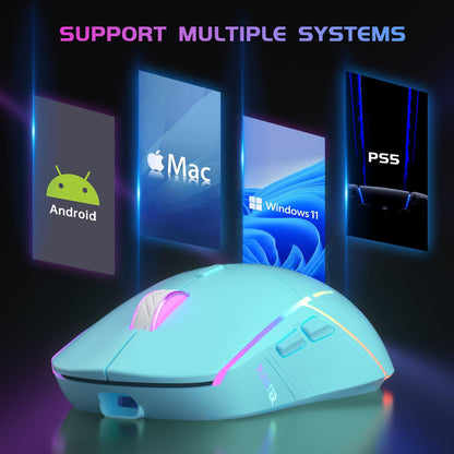 FFJ Wireless Gaming Mouse, 24000 DPI, Tri-Mode 2.4G/USB-C/Bluetooth 5.3 Gaming Mouse Wireless, RGB Programmable Mouse Gamer, 75Hrs Battery Life, Rechargeable Gaming Mice for PC, Mac, PS5, Xbox - Black