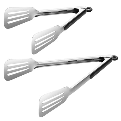 Kitchen Tongs for Cooking,Stainless Steel Spatula Tongs Locking Metal Tongs for Grilling/Barbecue/BBQ,Serving,Buffet,Perfect for Flipping Steak and Fish,Set of 2 (12 & 14 inch)