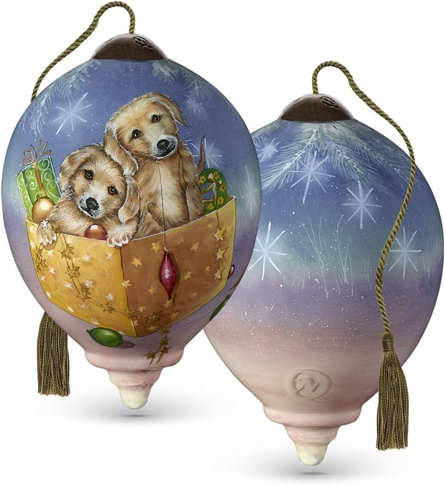 Puppies in Gift Box Ornament