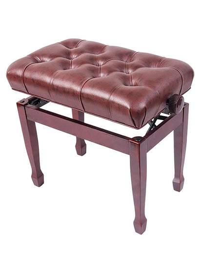 FKTHYO Piano Stool Soft Genuine Leather Piano Stool Adjustable Music Piano Bench,with Solid Hard Wood Construction,55 x 34 x 47-57CM,Mahogany