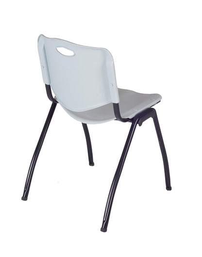 Regency Kobe 60 x 24 in. Flip-Top Training Nesting Table- Neo Walnut, 2 M Stack Chairs- Grey