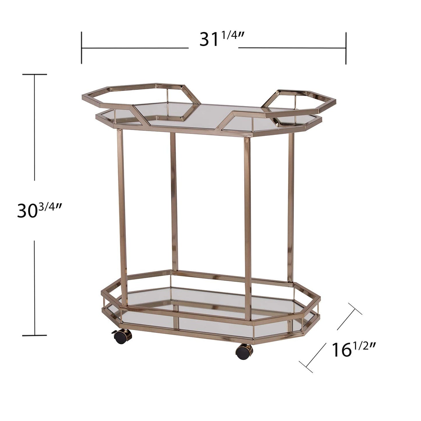 SEI Furniture Ari Art serving cart, Champagne with mirror (AMZ1102ZH)