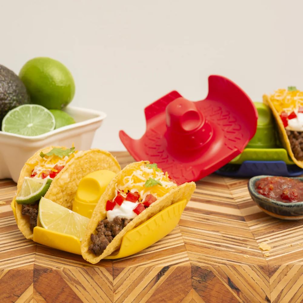 Prepara Double Sombrero Taco Holder, Set of 4, Assorted Colors