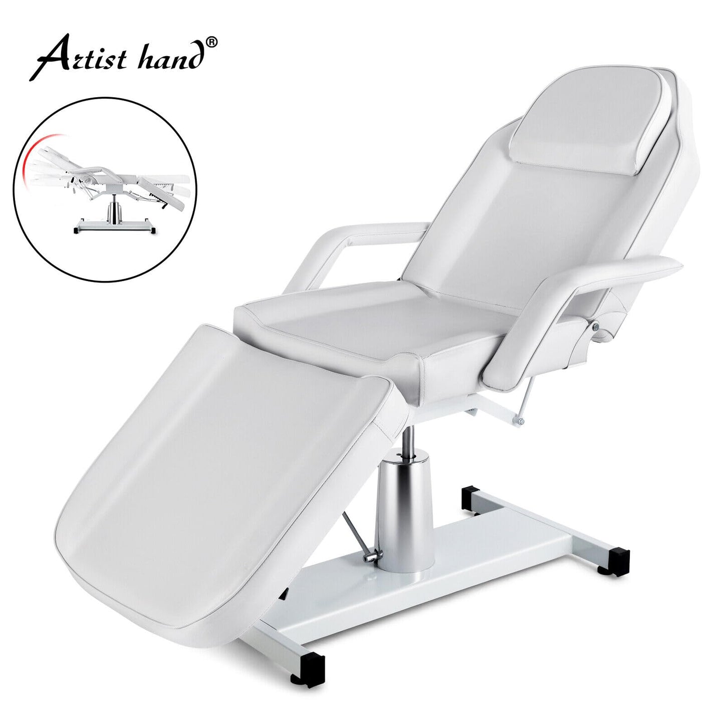 Artist hand Professional Hydraulic Tattoo Bed Swivel aesthetician Chair Adjustable Beauty Esthetician Spa Table for Eyelash Facial Bed Extensions Salon Equipment