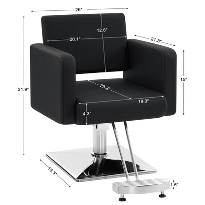 BarberPub Classic Styling Salon Chair for Hair Stylist, Barber Chair with Hydraulic Pump, Beauty Barbershop Salon Spa Equipment 3805 (Black)