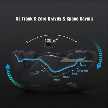 MYTHIA 2026 Full Body Massage Chair for After Work Recovery - Zero Gravity Recliner up to 165°with SL Track, Heat Therapy, Bluetooth & USB Charging Port (MD906-Black)