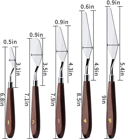 Cake Cream Spatula Set - 5 Pieces Stainless Steel Frosting Baking Pastry Tool for Decorating