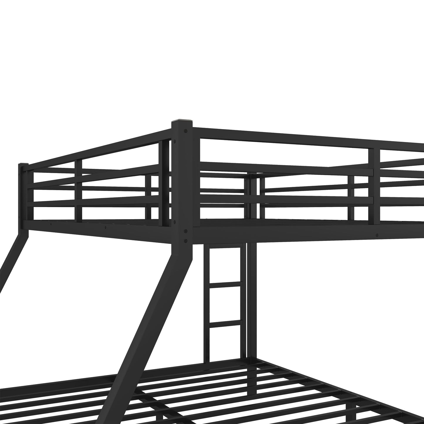 Bellemave Queen Over King Bunk Bed for Adults, Queen Over King Bunk Beds Frame with 2 Side Ladder and Full Length Guardrail, Easy Assemble Bunkbeds, Noise Reduced, Mattress Not Included, Black