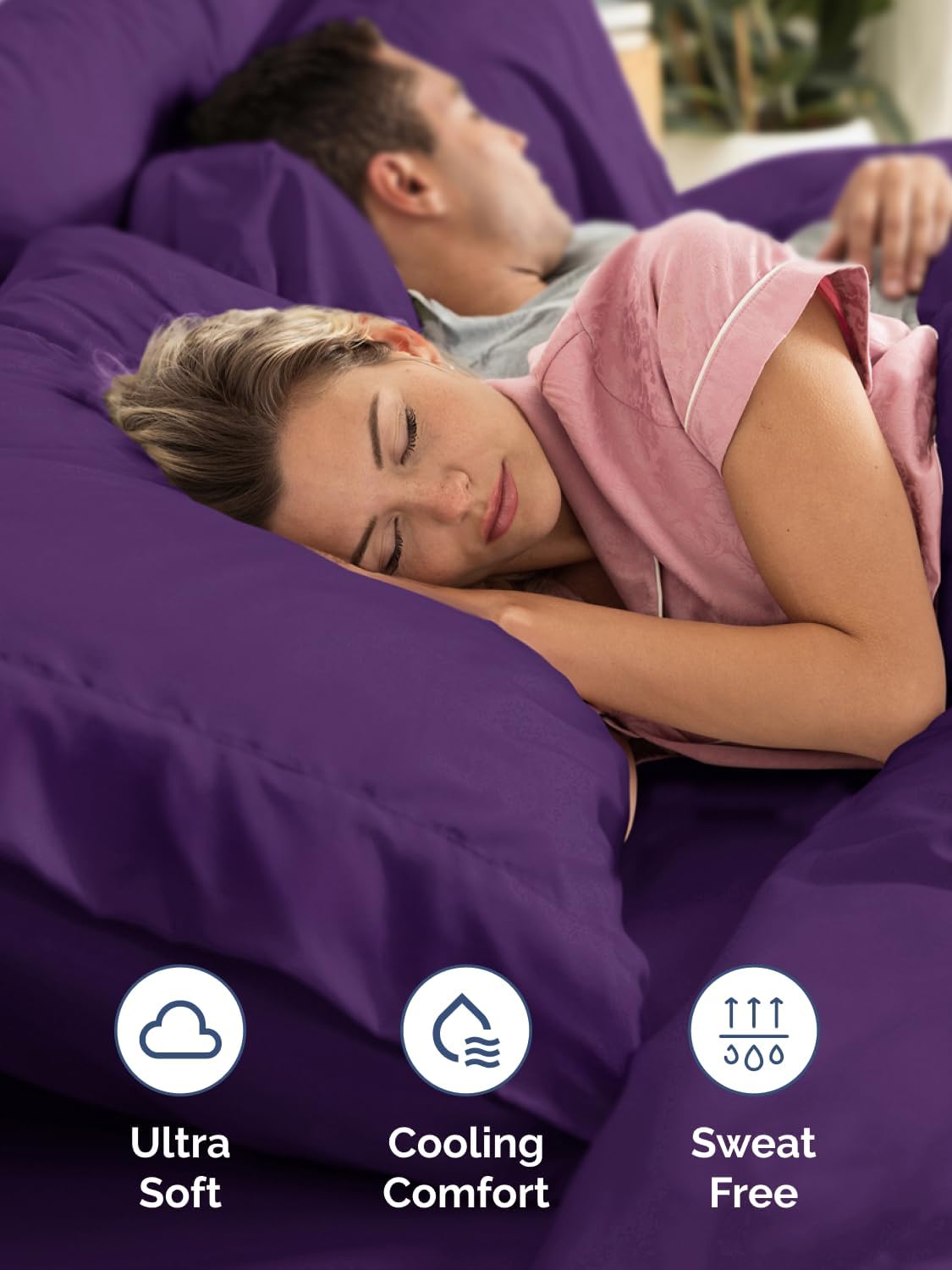 Skiennix Extra Deep King Sheet Set - 6 Piece Cooling Bedding - Soft, Wrinkle-Free, Purple