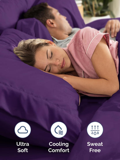 Skiennix Extra Deep King Sheet Set - 6 Piece Cooling Bedding - Soft, Wrinkle-Free, Purple