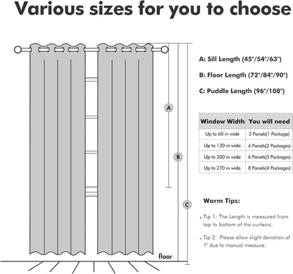 MIULEE Linen Blackout Curtains - 100% Room Darkening Thermal Insulated Grommet Panels | 42x84 inches, Stone Blue
