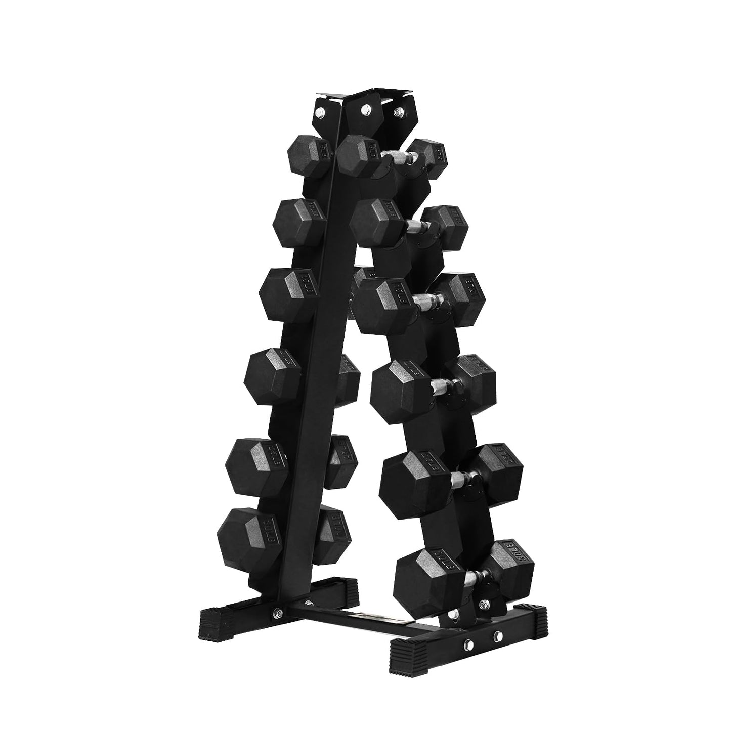 RITFIT Rubber Hex Dumbbells Set with Rack, 180-780LB Heavy-Duty Cast Iron Core, Knurled Chrome Handle, Space-Saving Storage Rack for Home Gym Strength Training