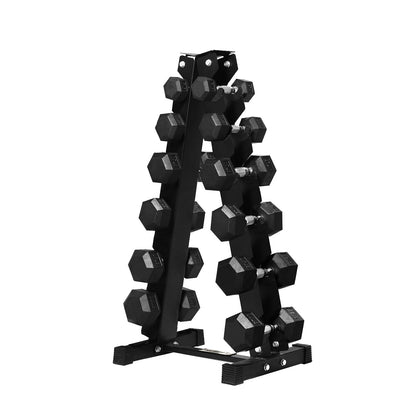 RITFIT Rubber Hex Dumbbells Set with Rack, 180-780LB Heavy-Duty Cast Iron Core, Knurled Chrome Handle, Space-Saving Storage Rack for Home Gym Strength Training