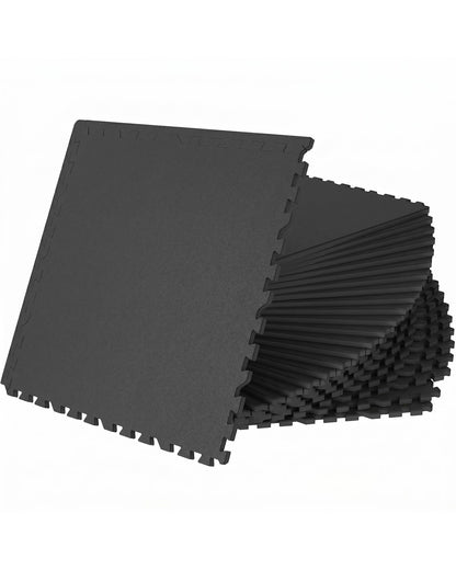 Vivaluz 0.56 Inch Thick 96 Sq Ft Gym Flooring for Home Gym, 24 Tiles Robust Rubber Top with Eva Foam Exercise Equipment Mats, Protective Flooring Puzzle Mat for Fitness Room