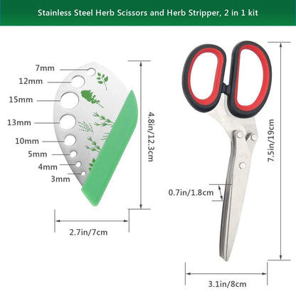 Luxiv Stainless Steel Scissors with Herb Stripper, 5-Blade Set and Cleaning Comb (Black)