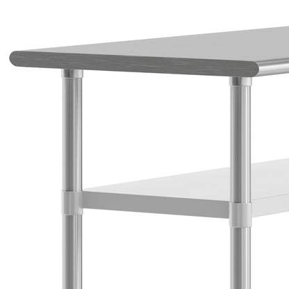 Flash Furniture Reese Stainless Steel 18 Gauge Work Table with 2 Undershelves - NSF Certified - 72" W x 24" D x 34.5" H