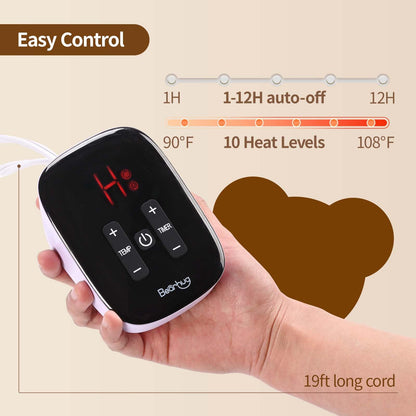 Bearhug Electric Blanket King Size 100" x 90", Dual Controller Heated Blanket, White Flower Patterns Faux Fur & Warm Sherpa, 10-Heat Levels & 1-12H Auto Off,ETL, Machine Washable