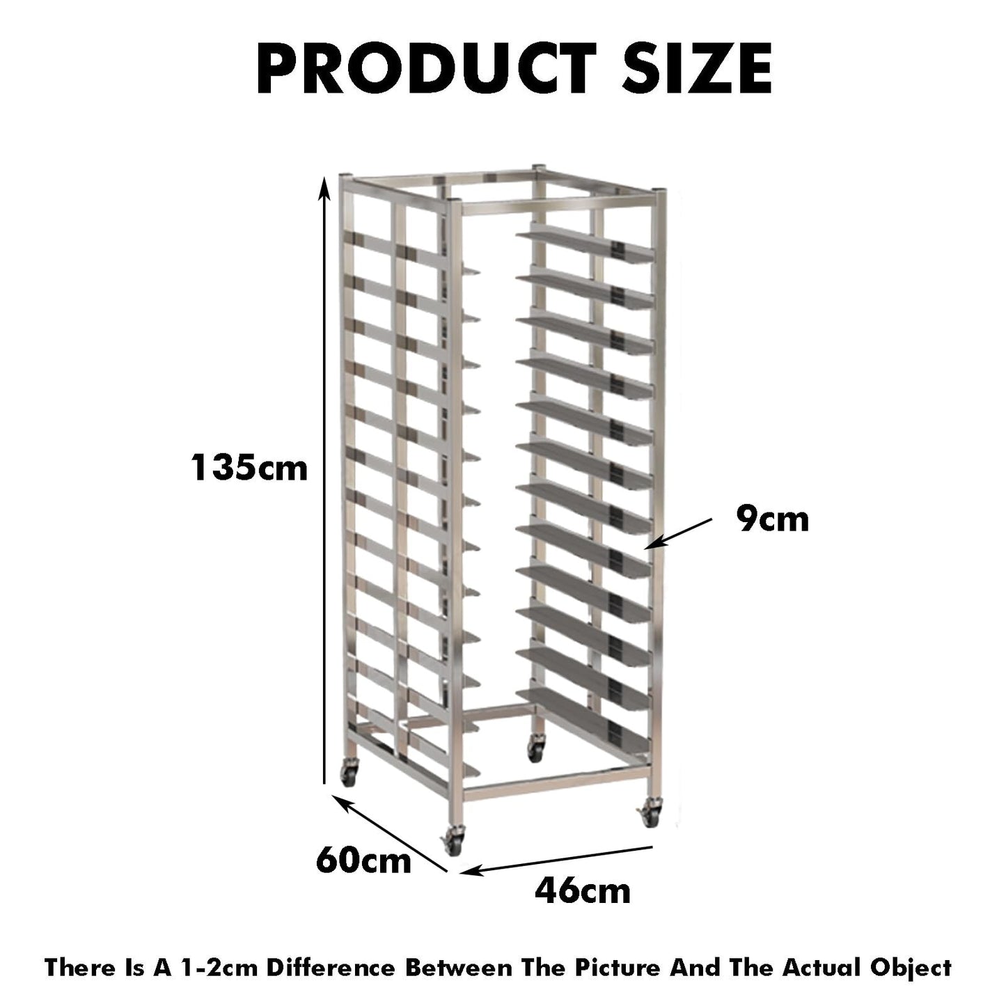 DUHTFCY 6-Tier Rolling Bread Pan Rack - 3.5-Inch Spacing, Commercial Baking Sheet Cooling Cart with Open Shelves for Home & Business
