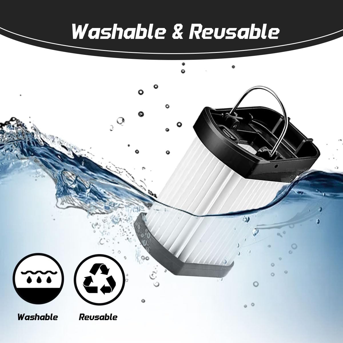 NKA 4-Pack HEPA Replacement Filters Compatible with Shark WANDVAC Power Pet WV401BL WV401PK WV403BR WV410BL WV410GN WV410PR, Compare to Part # XFFWV400, Includes Cleaning Brush