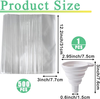 DHYLRICHER 500 (3 12 Inch) Pcs Disposable Ice Lolly Molds Plastic Freeze Pop Bags with Silicone Funnel for Homemade