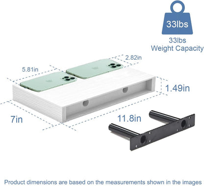 12x7x1.5 Set 3) Floating Shelves for Wall, Bathroom Shelves Over Toilet, Wall Shelves & Book Shelf for Room, Hanging