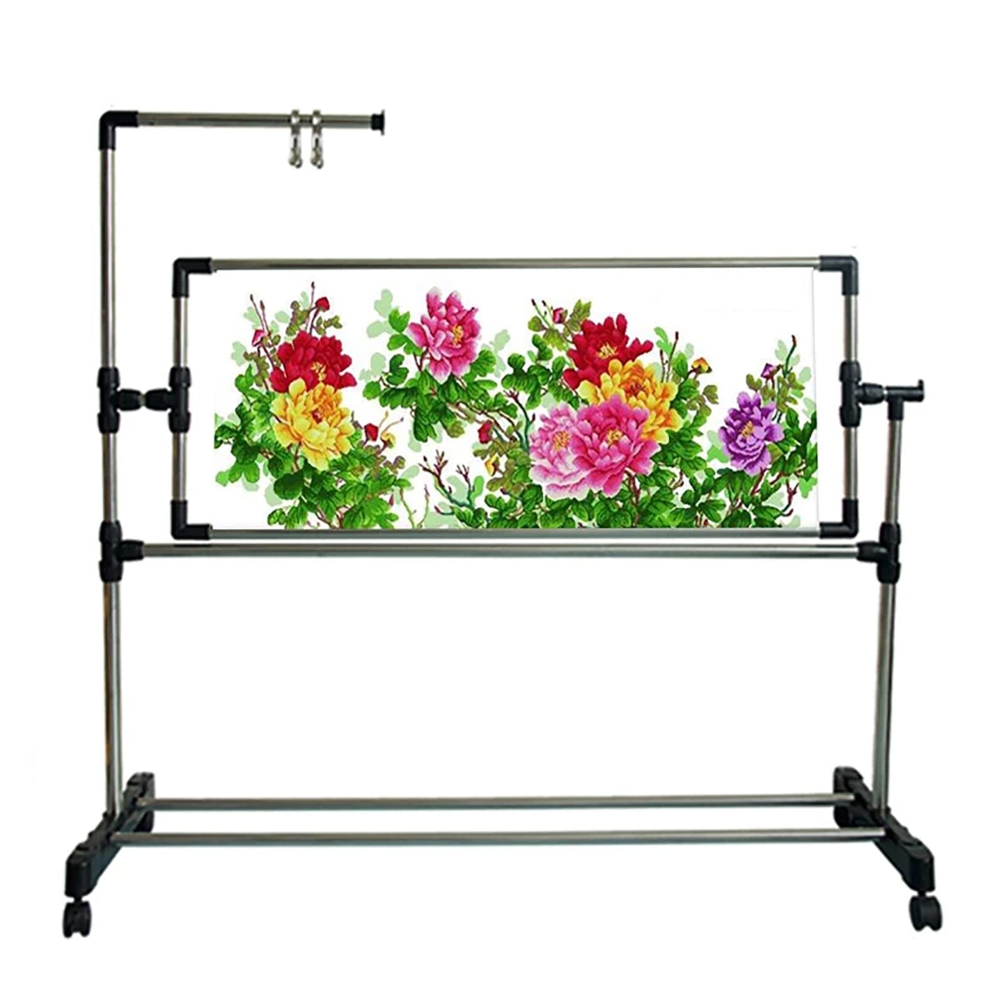 Height Adjustable Cross Stitch Craft Stand - Adjustable Embroidery Stand with Needlework Floor Frame for Art Sewing - Standing Embroidery Lap Table and Holder for Needlepoint and Embroidery Projects