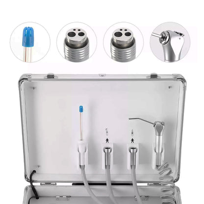 Portable Veterinary Dental Delivery Unit with Air Compressor and Suction System for Veterinary Dental Clinic and Pet Clinic (4-Hole Handle)