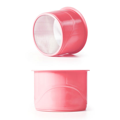 Mini Cheese Strainer & Greek Yogurt Maker - 24H Quick Straining, Single Serve 500ml, Stackable Personal Size, BPA-Free Glass with Ultra-Fine Mesh, Cherry Blossom Pink