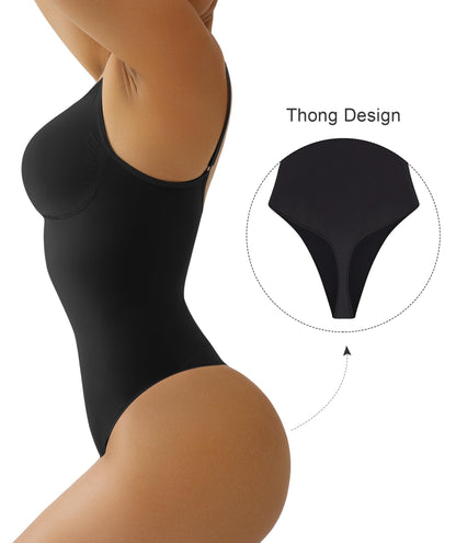 SHAPERX Women's Shapewear Bodysuit Tummy Control Body Shaper Seamless Sculpting Snatched Waist Body Suit,SZ5215-Black-S/M(One piece)