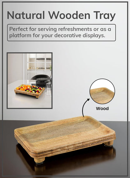 Serene Spaces Living 10" Wooden Pedestal Tray, Ideal for Jewelry Display, Keyholder, Candle & Dessert Stand, Charcuterie Board - Perfect for Home, Office, Kitchen, Cafe, Wedding Decor, Pack of 12