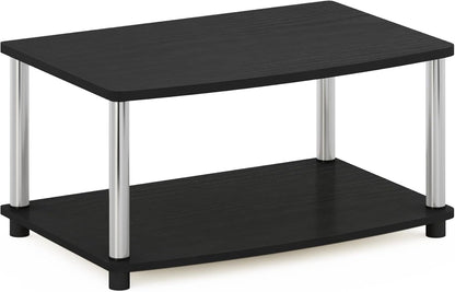 2-Tier 13191AMSS Furinno Turn-N-Tube No Tools Elevated TV Stand, Stainless Steel Tubes, Americano/Chrome