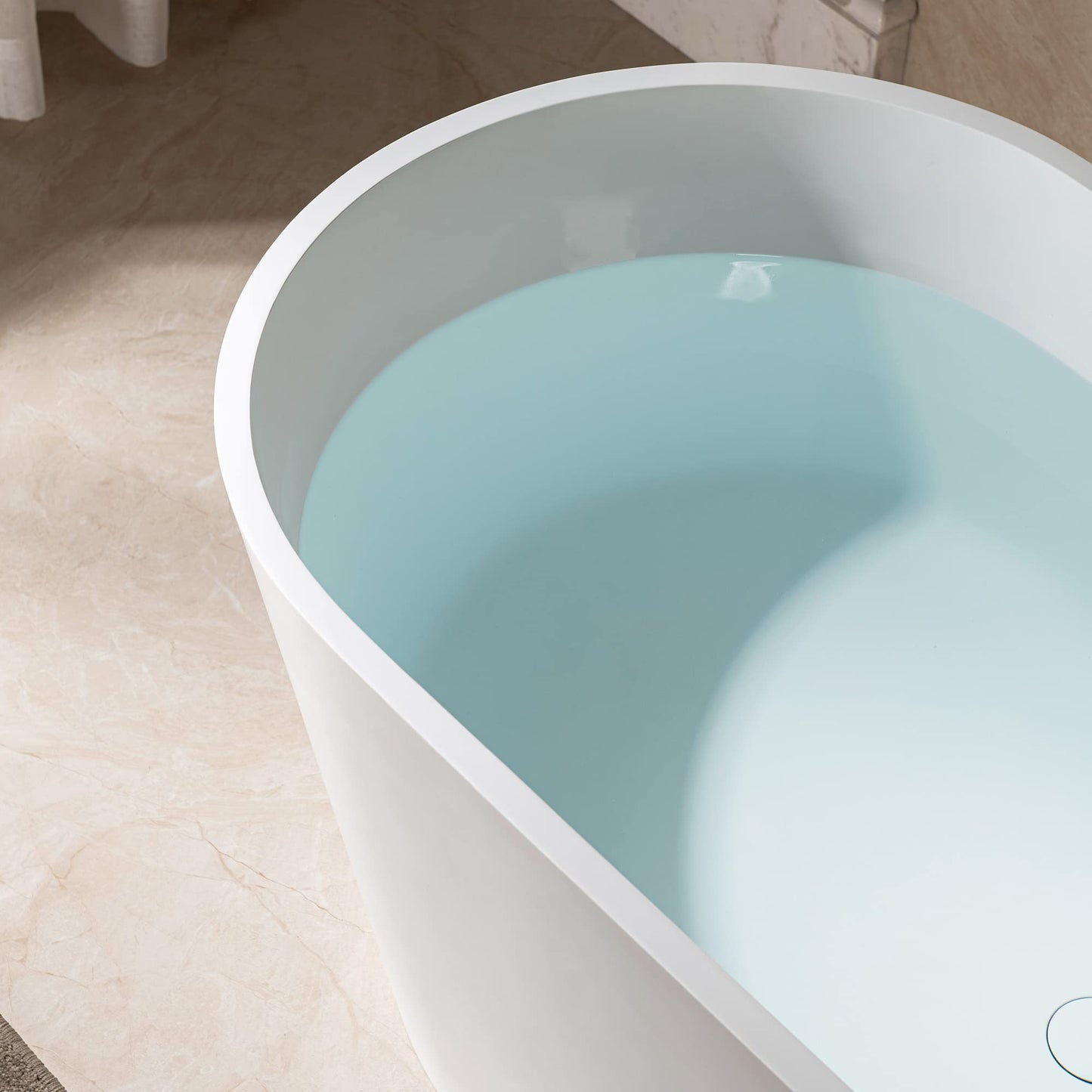 WOODBRIDGE 59" L x 29-7/8" W Luxury Contemporary Solid Surface Stone Resin Freestanding Bathtub in Matte White