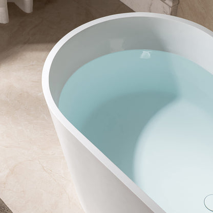 WOODBRIDGE 59" L x 29-7/8" W Luxury Contemporary Solid Surface Stone Resin Freestanding Bathtub in Matte White